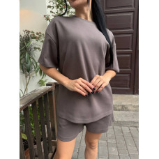 Літній костюм з лакости (футболка та шорти) колір табак M розмір