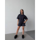 Літній костюм з лакости (футболка та шорти) колір графіт S розмір
