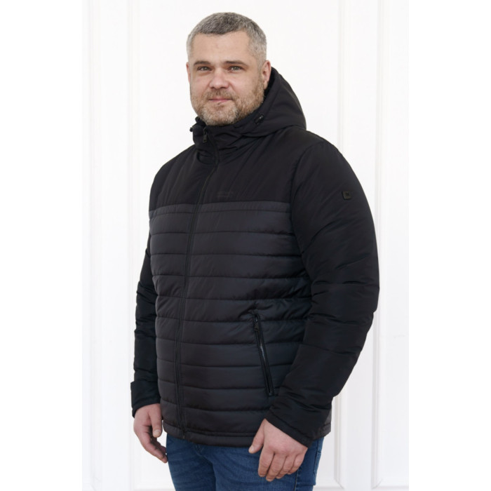 Чоловіча демісезонна куртка батал N162 чорного кольору розмір 62