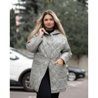 Женская двухсторонняя удлиненная куртка больших размеров оливковый цвет размер 62